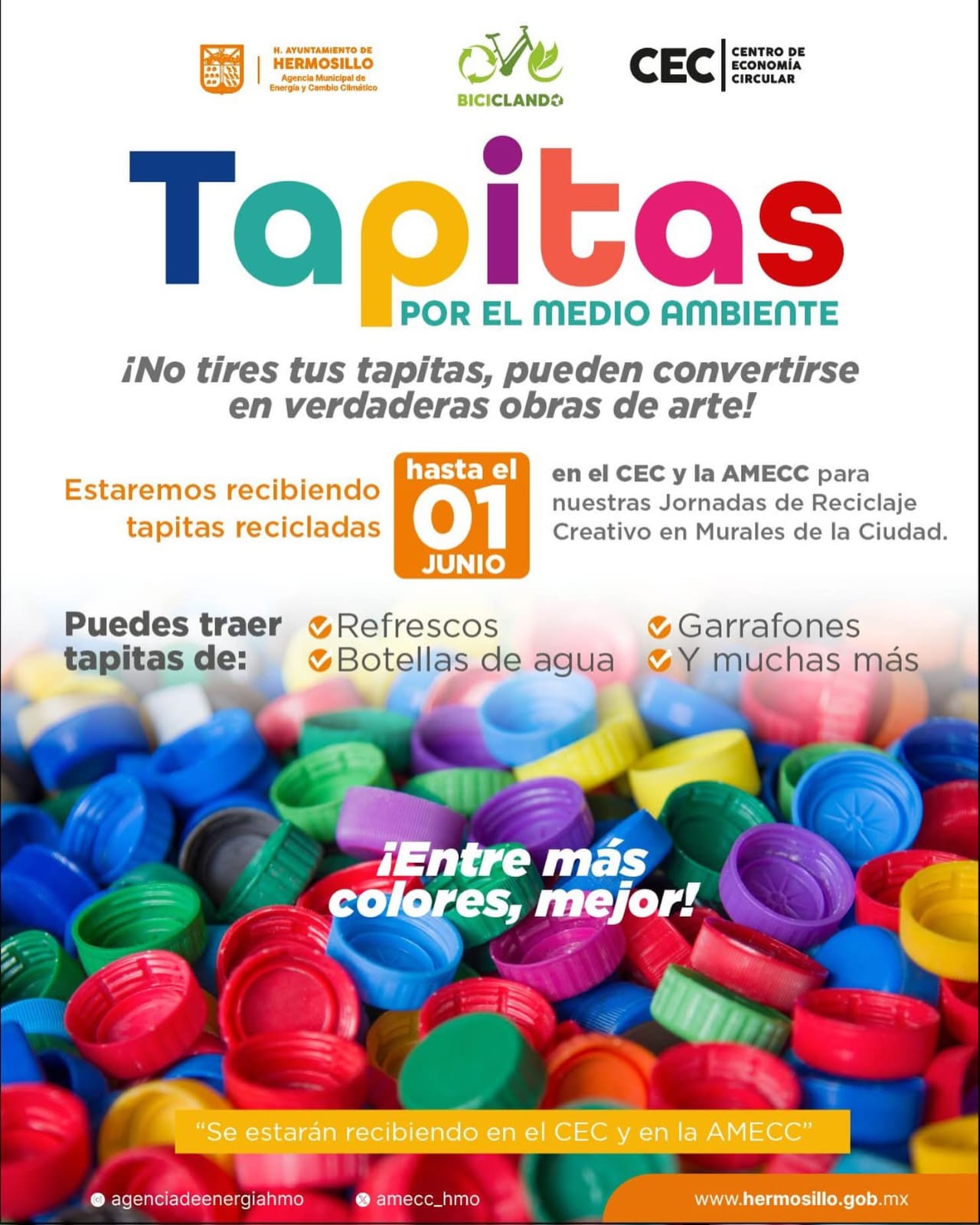 Convoca Ayuntamiento a donar “Tapitas por el medio ambiente”