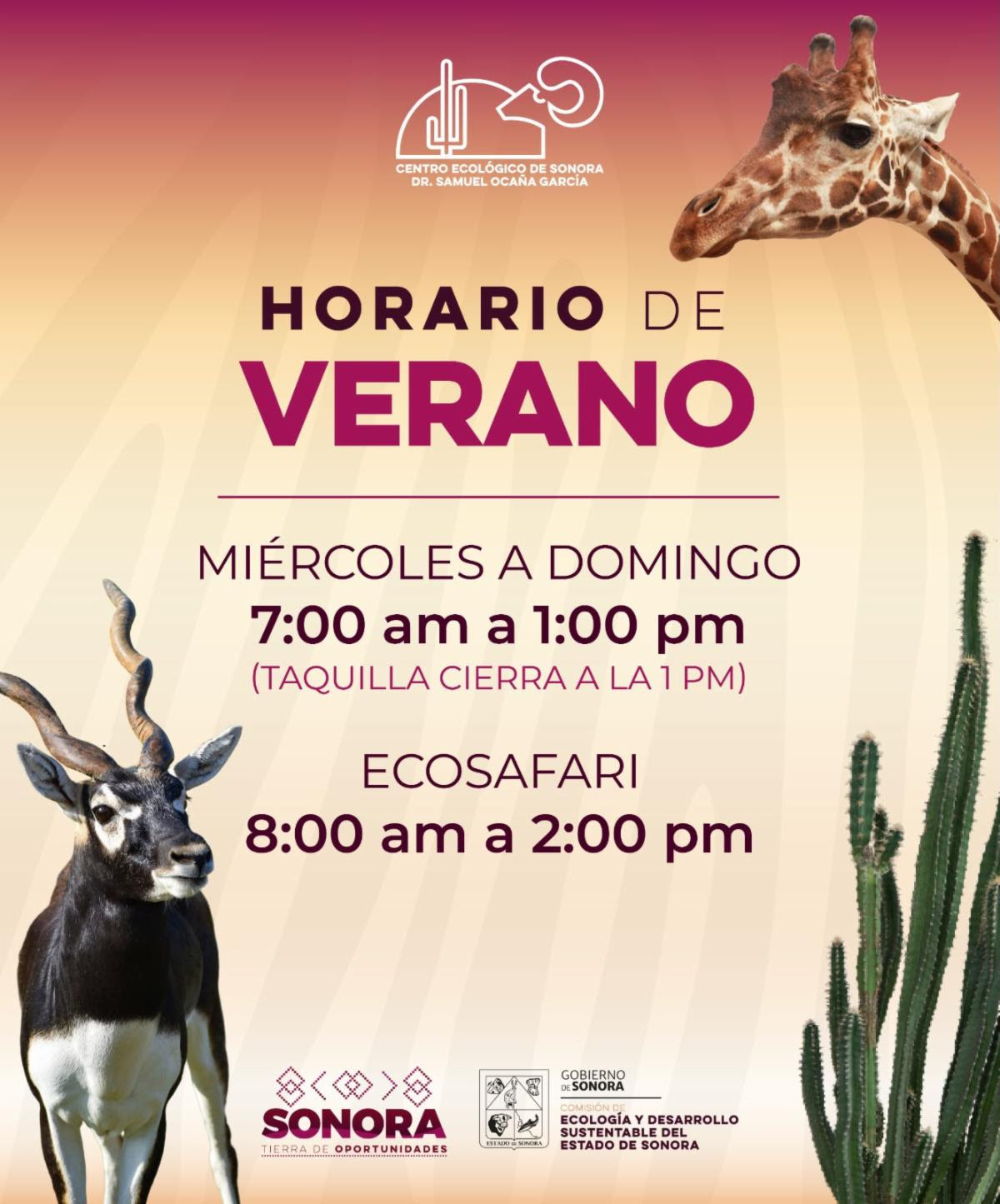 Ajusta Gobierno de Sonora horario de atención del Centro Ecológico