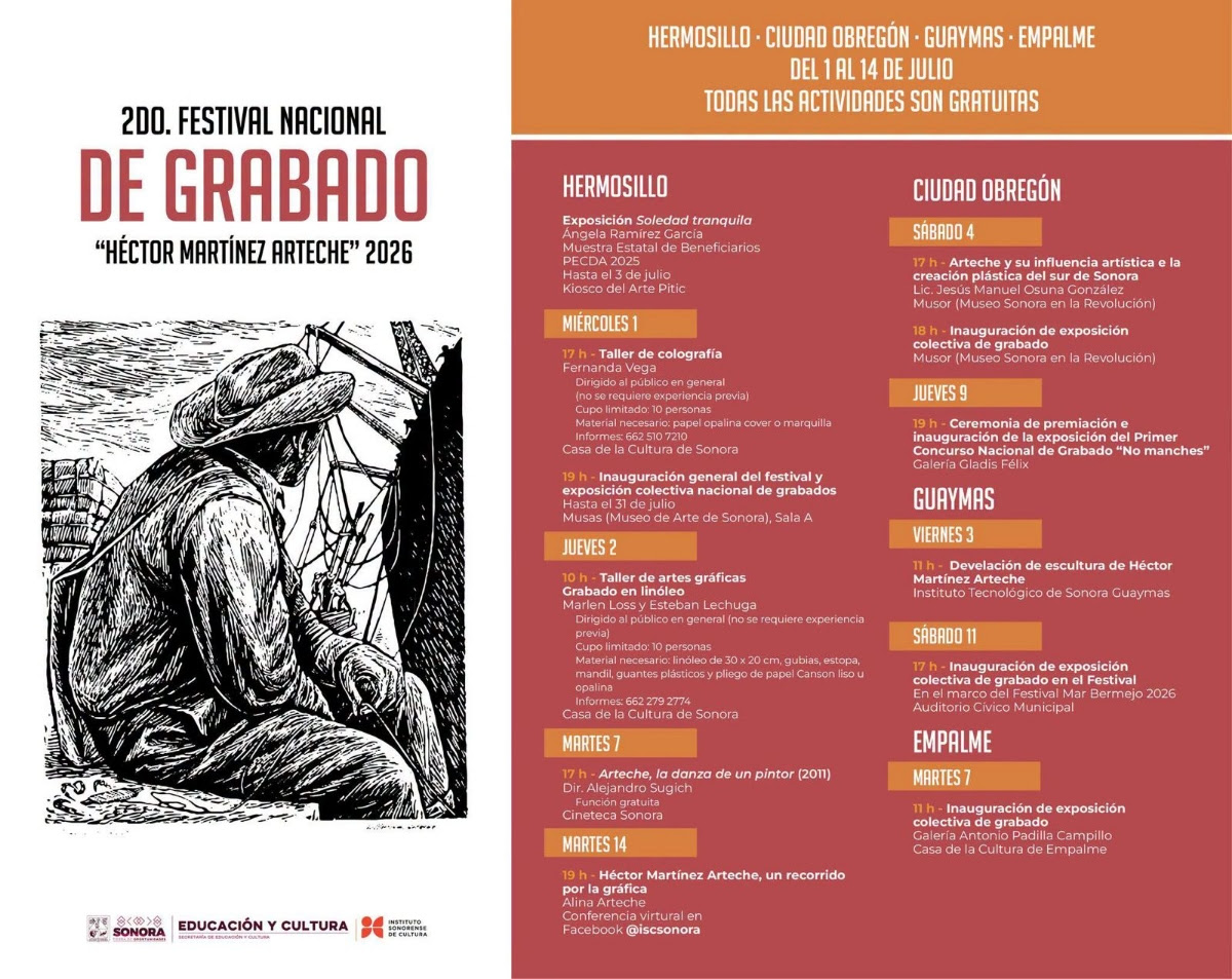 Anuncia Gobierno de Sonora segundo festival nacional de grabado