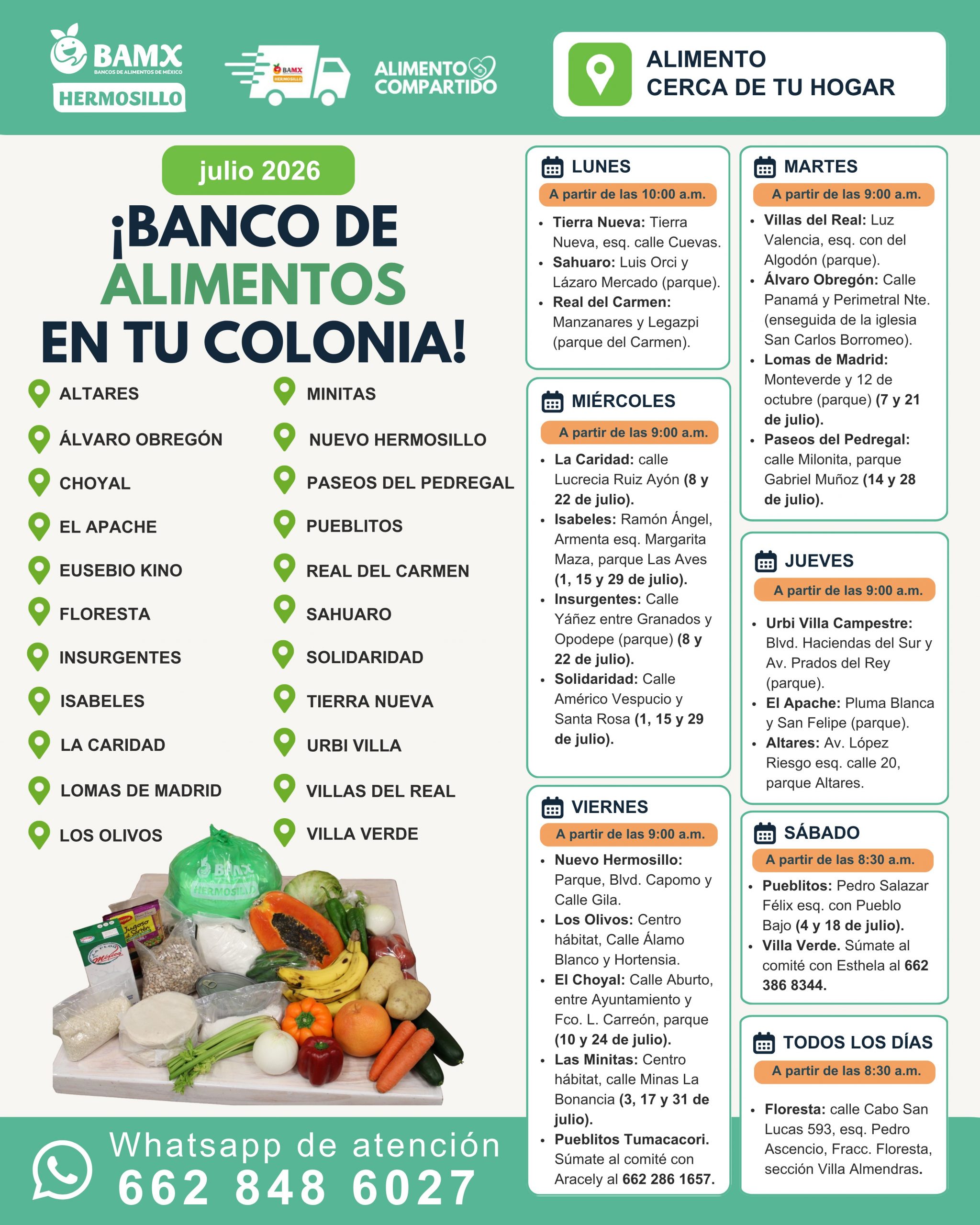 Lleva Banco de Alimentos de Hermosillo productos hasta las colonias