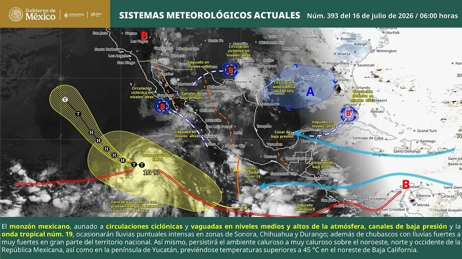 Emite Protección Civil recomendaciones ante pronóstico de lluvias y vientos fuertes