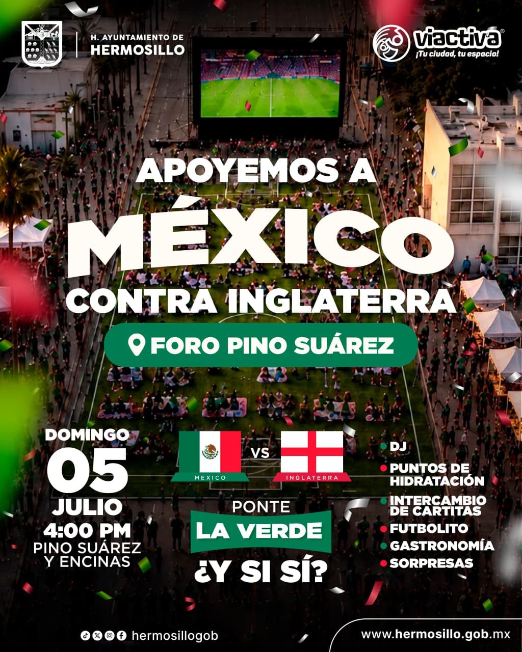 Será en Foro Pino Suárez convivencia para apoyar a México ante Inglaterra