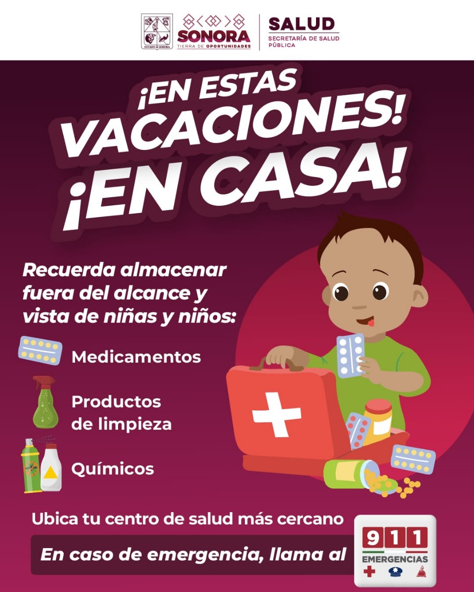 Pide Salud Sonora prevenir intoxicaciones infantiles durante vacaciones