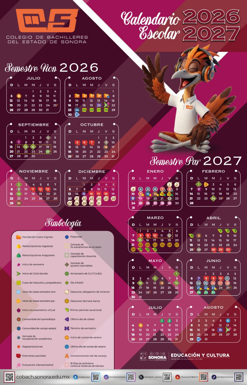 Comparte Cobach Sonora calendario escolar 2026-2027 para su comunidad educativa