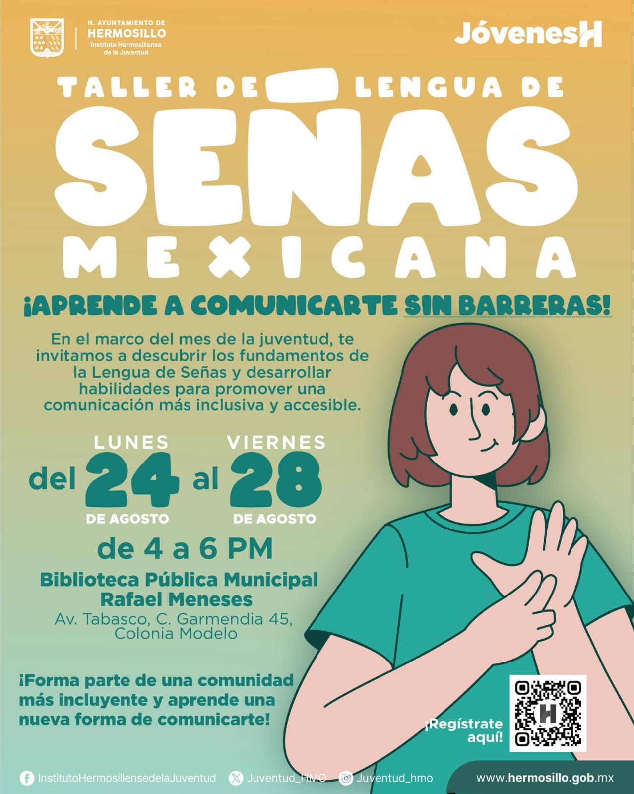 Invita Ayuntamiento a jóvenes al taller de Lengua de Señas Mexicana
