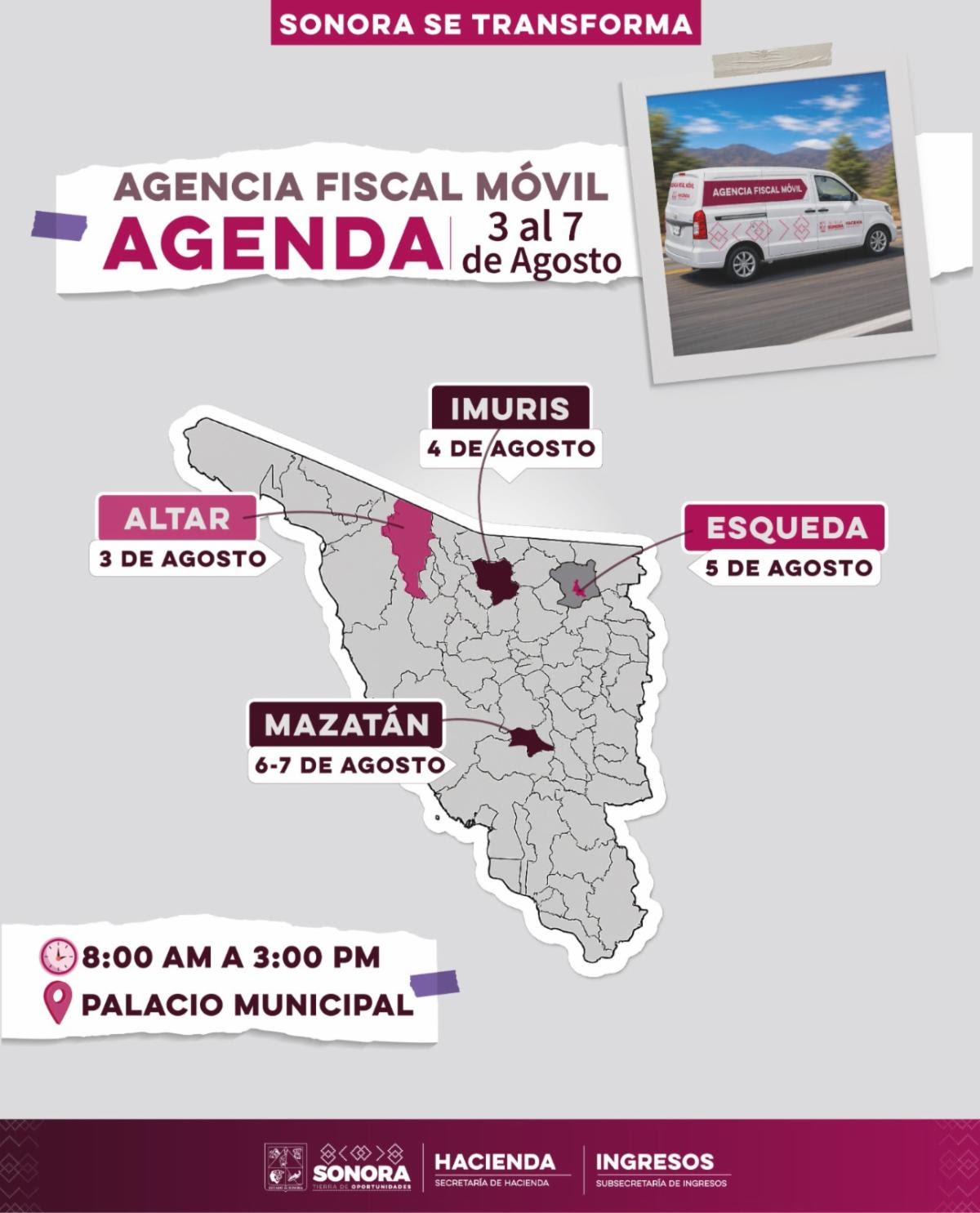 Acerca Gobierno de Sonora servicios fiscales a cuatro municipios