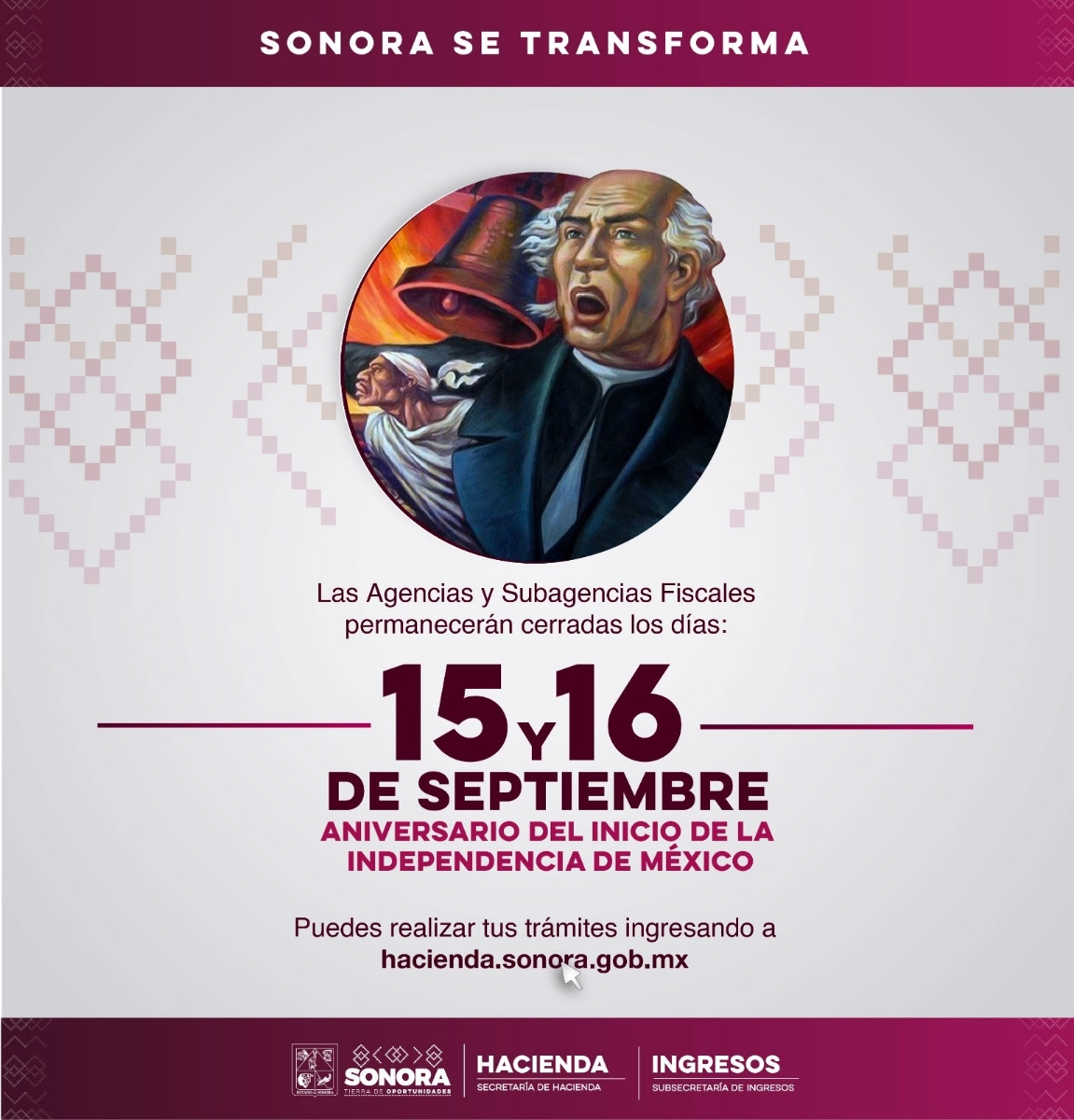 Informa Gobierno de Sonora suspensión de actividades en agencias fiscales