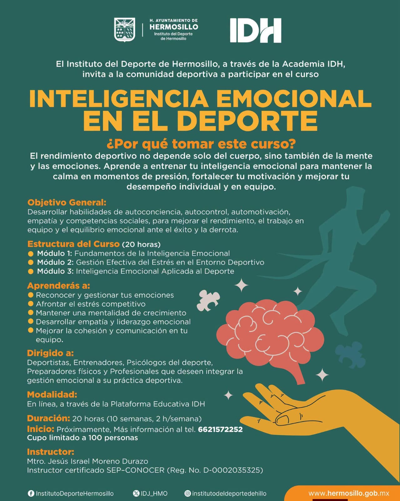 Invita Ayuntamiento al curso en línea “Inteligencia Emocional en el Deporte”