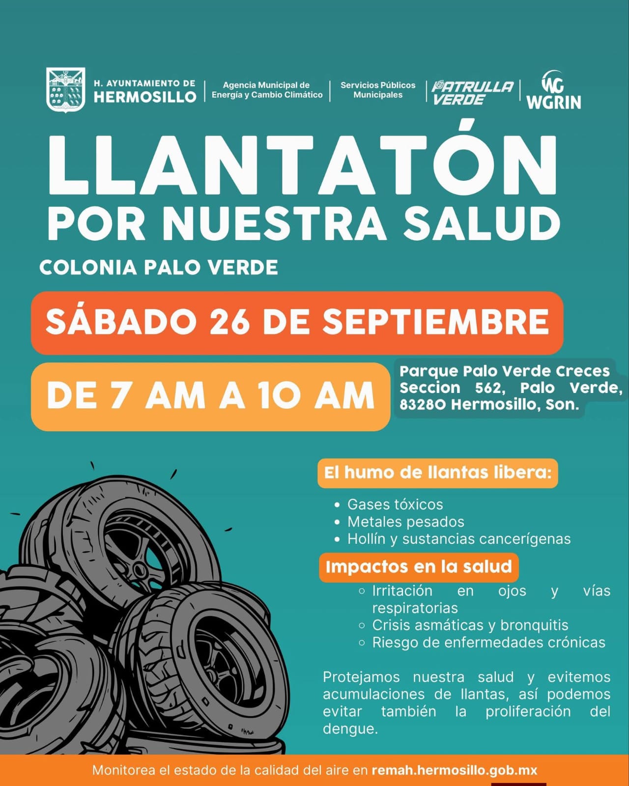 Llama Ayuntamiento a participar en jornada de “Llantatón por nuestra Salud” en el Palo Verde