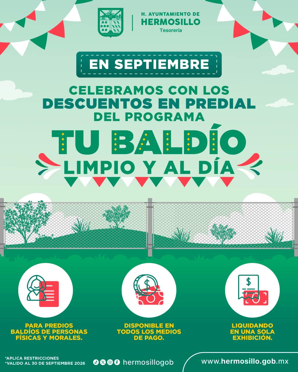 Vence el miércoles plazo para limpiar tu baldío y pagar su predial con descuentos en multas