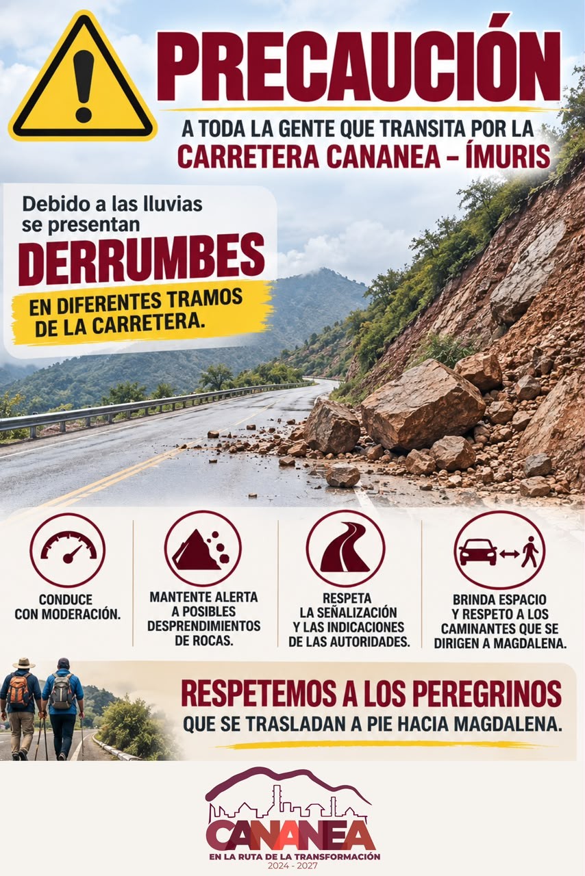 Advierten de derrumbes en tramos de la carretera Cananea-Ímuris