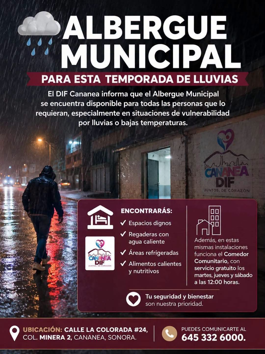 Ofrece el DIF de Cananea albergue en temporada de lluvias
