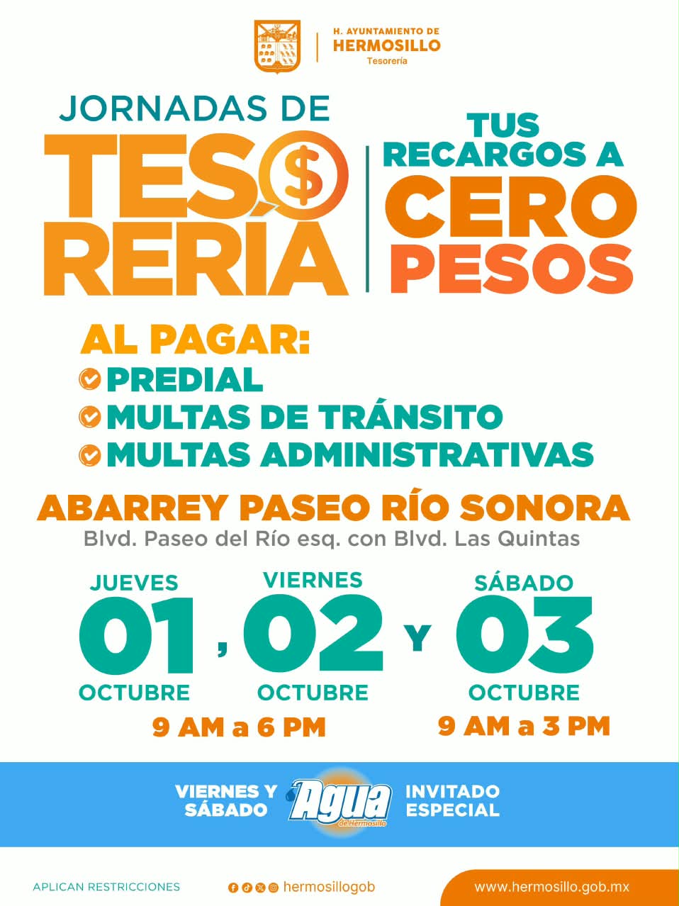Anuncia Tesorería Municipal Jornadas de Recargos a Cero Pesos