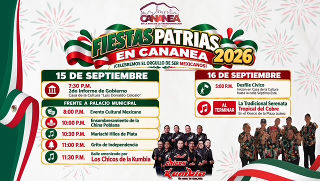 Cananea celebra con orgullo nuestras Fiestas Patrias 2026