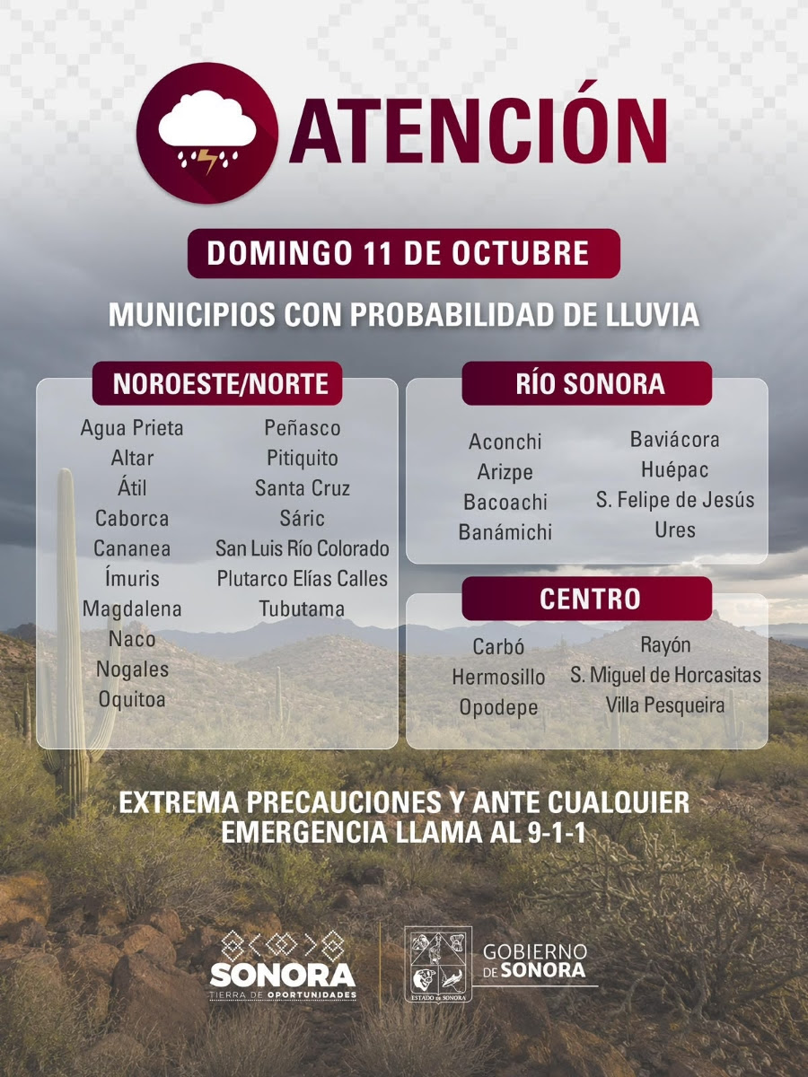 Pide Gobernador mantener vigilancia por efectos de “Rachel” en Sonora