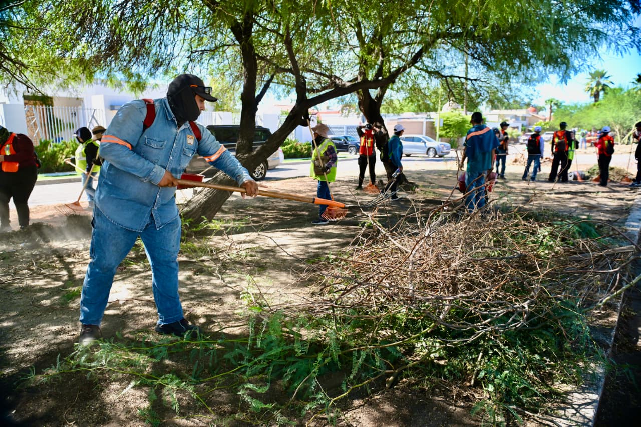 Avanzan jornadas intensas de limpieza en calles y camellones de Hermosillo