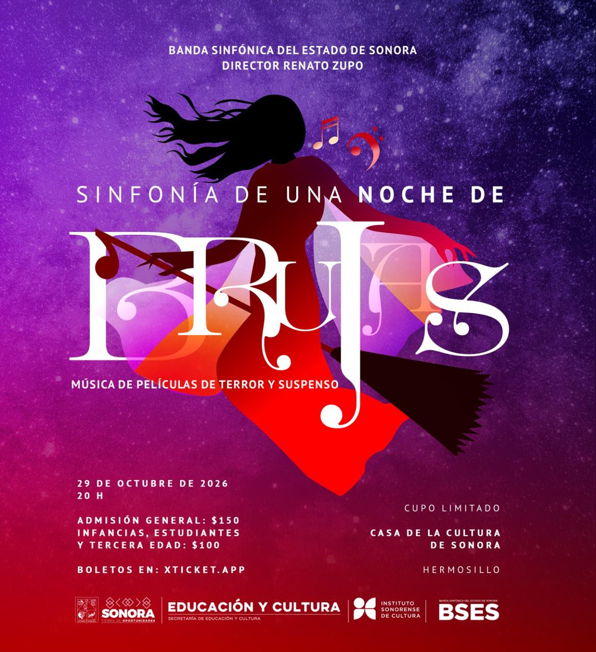 Invita Gobierno de Sonora al concierto Sinfonía de una noche de brujas